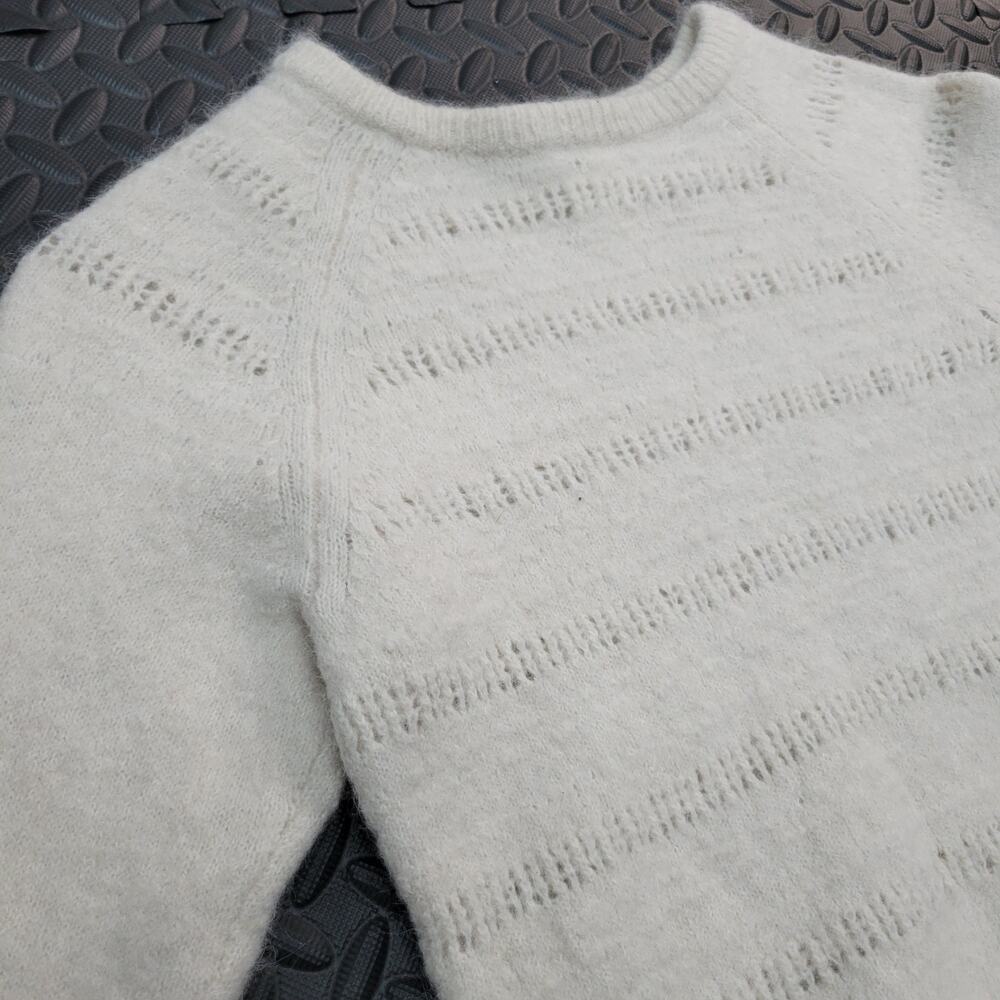 Treasure & Bond Alpaca Wool Blend Sweater Women's S Cream Cropped Fuzzy Knit
